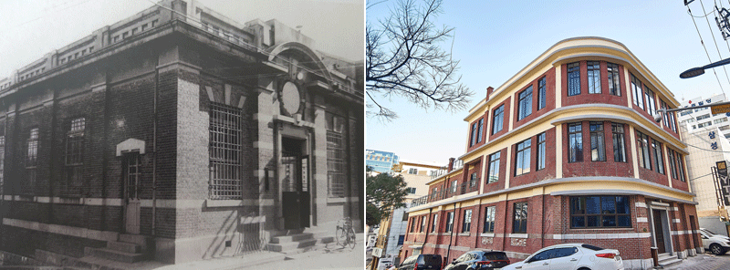 사진은 1918년 옛 한성은행 부산지점 건립 당시 모습과 1964년 증축 이후 모습. 사진제공·부산문화재단