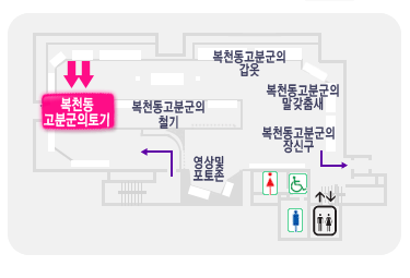복천동 고분군 토기 전시실 위치를 표시한 관내도