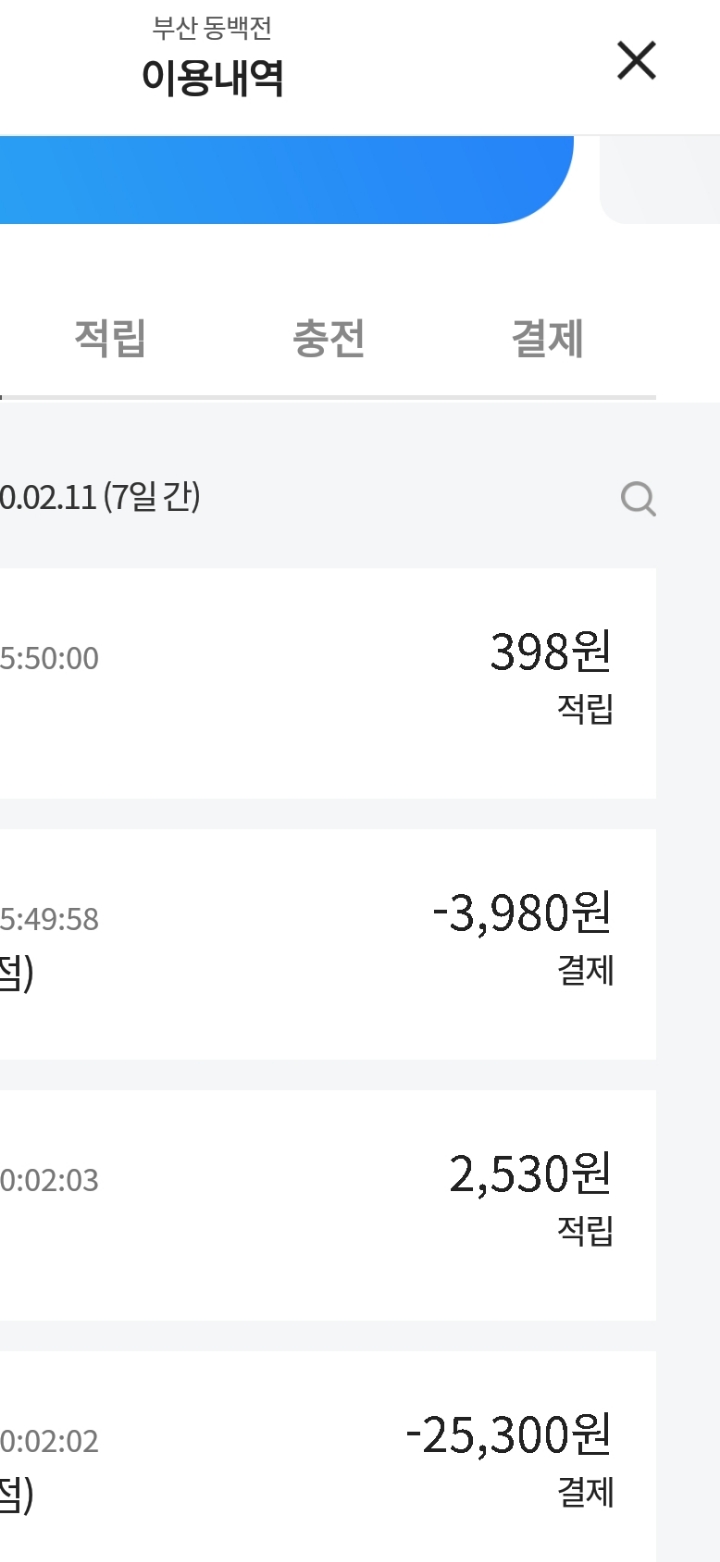 동백전 이용내역