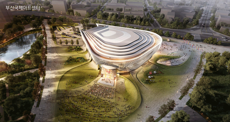 부산시민공원에 들어설 부산국제아트센터 설계공모 당선작이 선정됐다(그림은 당선작 ‘기억을 움켜쥔 땅’ 설계 작품).