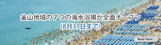 釜山地域の７つの海水浴場が全面オープン(8月31日まで)