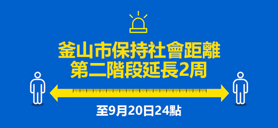 釜山市保持社會距離第二階段延長2周
				 至9月20日24點