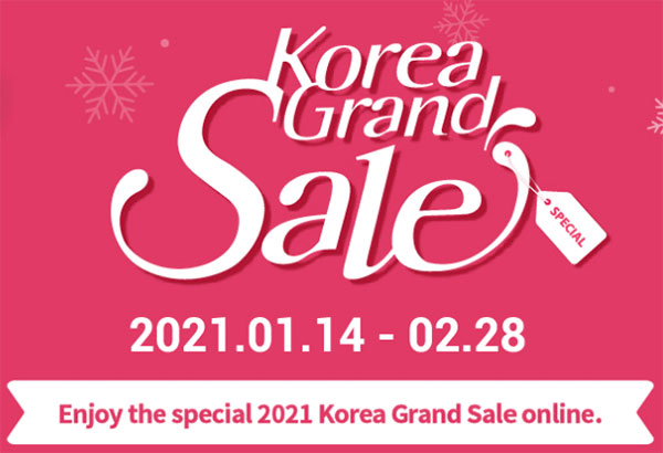 Korea Grand Sale
SPECIAL
2021.01.14-02.28
Enjoy the special 2021 Korea Grand Sale online 