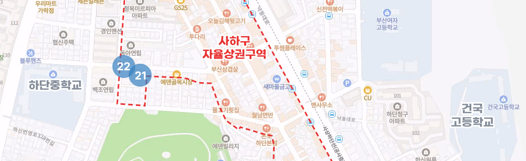 하단자율상권(2개소) 에 대한 지도