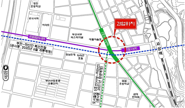 사상역 광역환승센터 건설 위치도