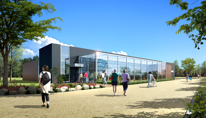 市民公園歴史文化館の左側面透視図