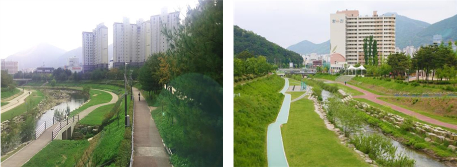 좌광천을따라 흐르는 구목정공원과 세 개의 공원을 잇는 산책로 사진