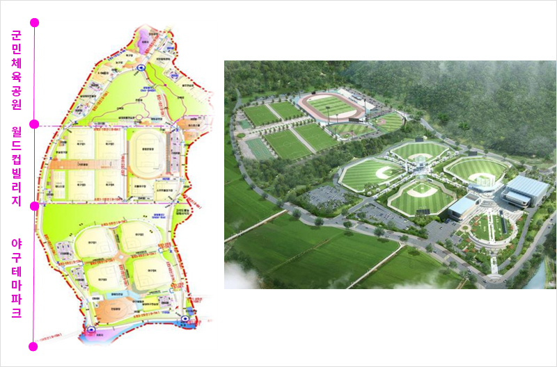 일광유원지 조성계획도 - 군민체육공원, 월드컵빌리지, 야구테마파크