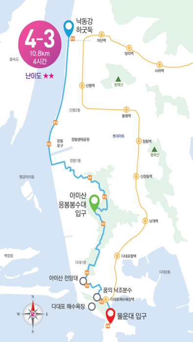 4-3코스 전체이미지 시작점:몰운대 종점:낙동강하굿둑