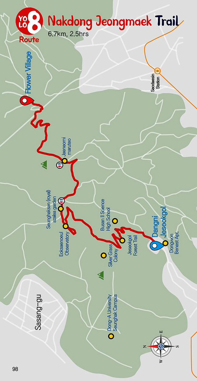 YOLO Route 8 Nakdong Jeongmaek Trail 6.7km, 2.5hrs (Flower Village ~ Dangni Jeseokgol)