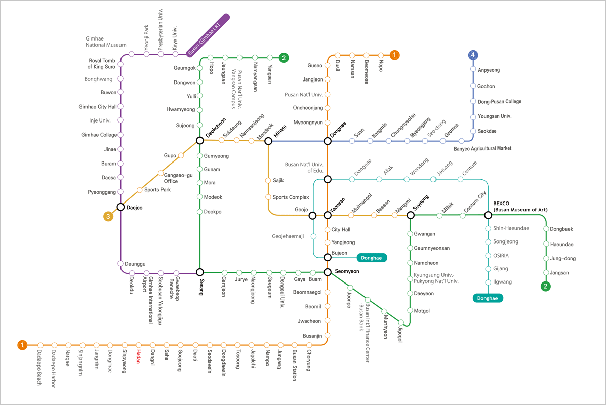 지하철노선도, 하단역 하차후 버스(168, 3, 520, 55, 58, 58-1, 58-2, 221,)로 환승