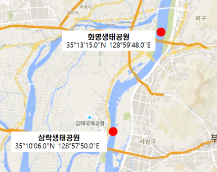 낙동강 하류 녹조(유해남조류) 조사 위치