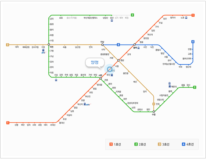도시철도 노선도 - 1호선 양정역 9번 출구