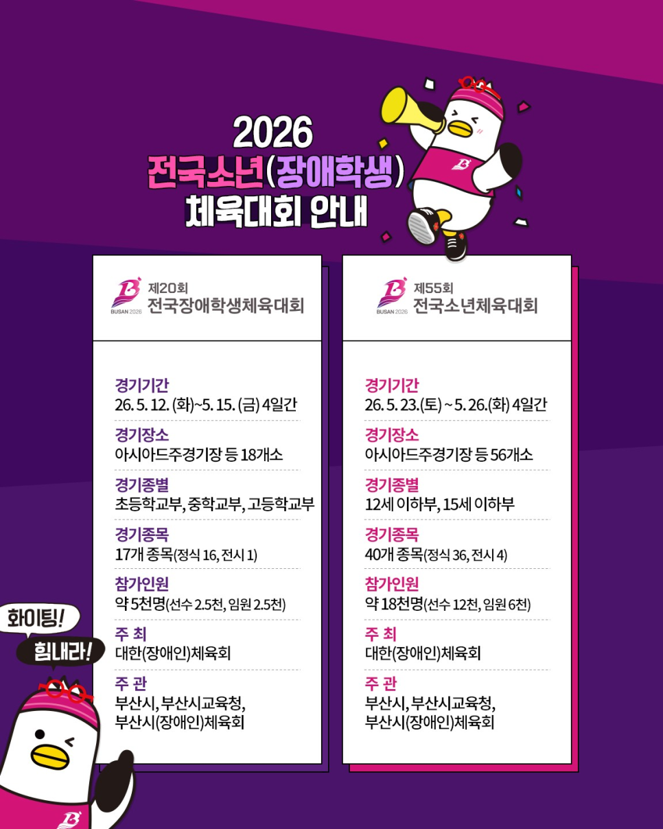 2026 제20회 전국장애학생체전 및 제55회 전국소년체전