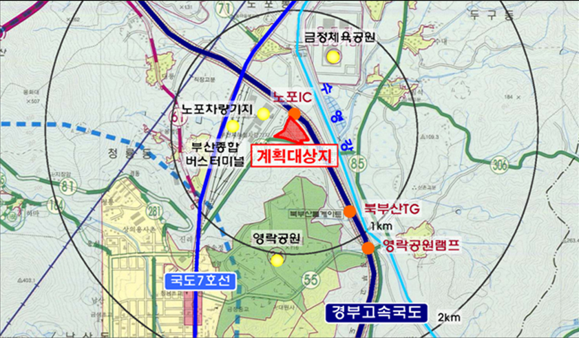 노포 화물차 공영차고지 조성 위치도