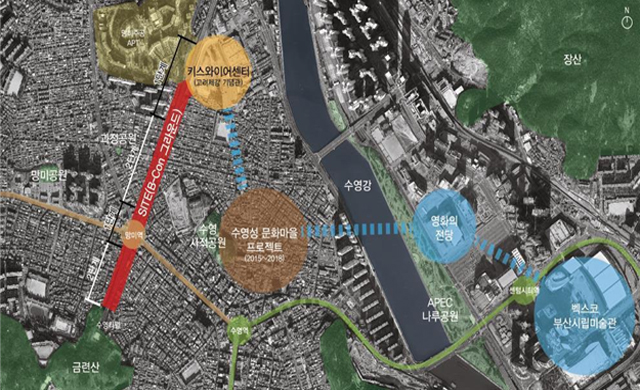 수영고가교 하부 B-Con 그라운드 조성 위치도