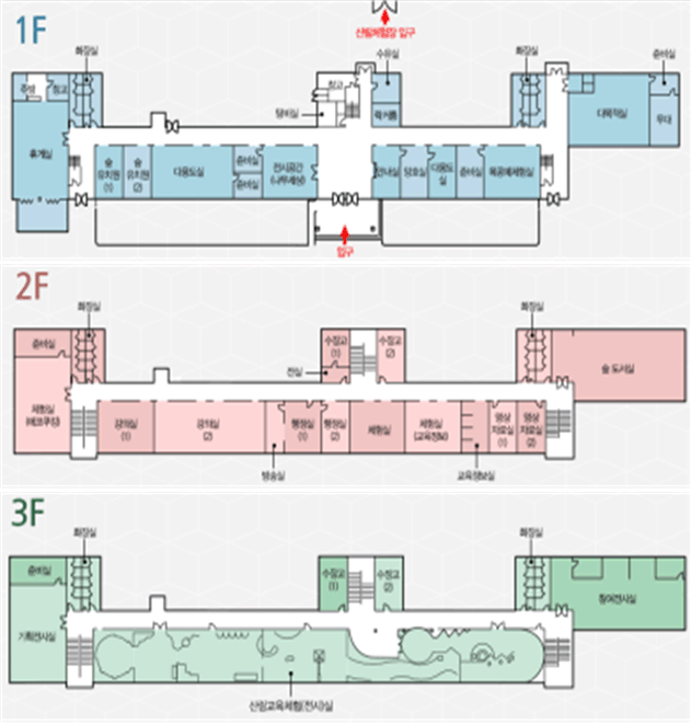 산림교육센터 층별 배치도