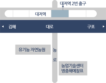 강서구 대저 역(3호선, 경전철) 2번 출구에서 남쪽 들 약 100m거리