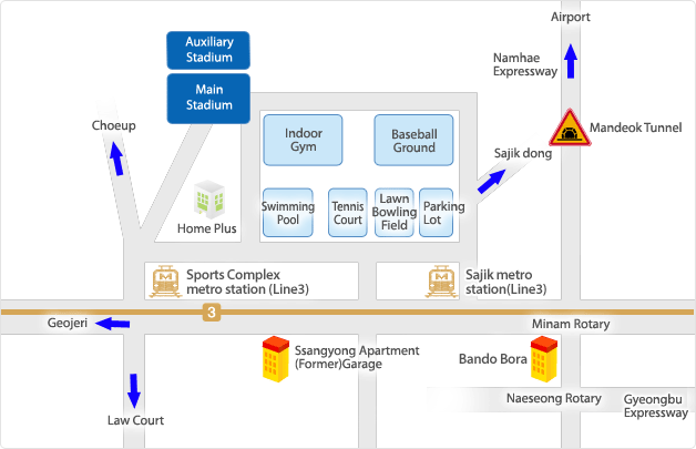 Busan sports complex Rord Route