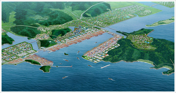 Bird's-eye view of Busan New Port photo