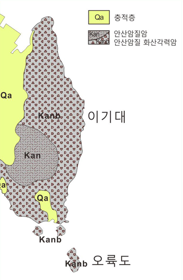 이기대와 오륙도의 지질층 도표