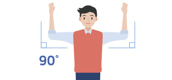 ① 팔 들어올려 세우기(팔꿈치 90도)