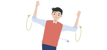 ④ 오른쪽으로 몸을 기울여 어깨 뒤로 돌리기