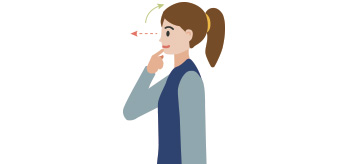 ② 머리나 시선은 아래로 떨어뜨리지 않고 정면 보기