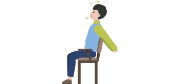 ② 부드럽게 턱을 뒤로 당겨 목을 뒤로 젖히기