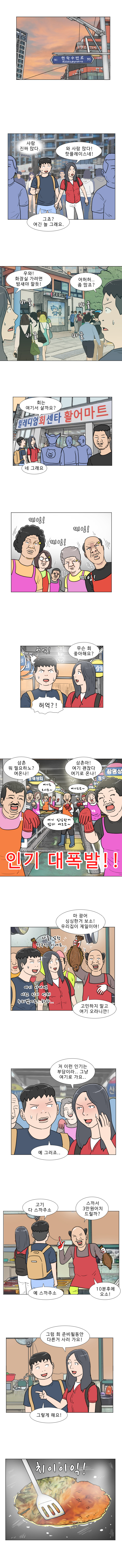 (민락수변로)

            (사람 진짜 많다..)
            연주 : 와 사람 많다! 핫플레이스네!
            명준 : 그쵸? 여긴 늘 그래요.
            
            연주 : 우와! 화장실 가려면 밤새야 할듯!
            명준 : 어허허... 좀 많죠?
            (바글 바글 바글 바글)
            
            연주 : 회는 여기서 살까요?
            명준 : 네 그래요!
            
            (찌잉! 찌잉! 찌잉! 찌잉!)
            
            연주 : 무슨 회 좋아해요?
            명준 : (어엇!) 허억?!
            
            연주 : 좋죠! 뭐 드실거에요?
            명준 : 어... 뭐 좋아하세요? 메뉴별 맛집으로 안내할게요
            연주 : 저는 다 잘먹어요!
            
            상인 1 : 삼촌아! 여기 괜찮다 여기로 온나!
            상인 2 : 삼촌 뭐 필요하노? 여온나!
            상인 3 : 여기 싱싱한거 많아 여오소
            상인 4 : 여기로 오이소~
            상인 5 : 여기오소~
            (인기 대폭발!!!) 
            
            상인 6 : 마 광어 싱싱한거 보소! 우리 집이 제일이야!
            연주 : 다들 엄청 적극적이네요..
            명준 : 여기 아니면 이런 인기 언제 누리겠어요.. 하하..
            상인 6 : 고민하지 말고 여기 오라니깐!
            
            연주 : 저 이런 인기는 부담이라.. 그냥 여기로 가요..
            명준 : 예 그러죠..
            
            명준 : 고기 다 스까주소
            상인 6 : 스까서 3만원 어치 드릴까?
            명준 : 예 스까주소
            상인 6 : 10분 후에 오소!
            
            연주 : 그럼 회 준비될 동안 다른 거 사러 가요!
            명준 : 그렇게 해요!
            
            (치이이익!)