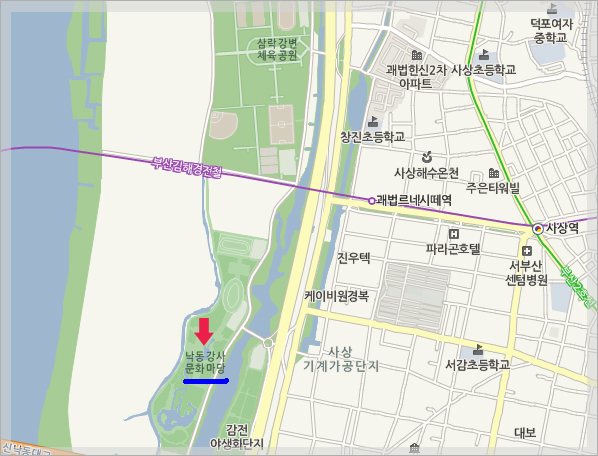 어린이 물놀이장 지도안내 : 삼락생태공원 문화마당 내에 있습니다.