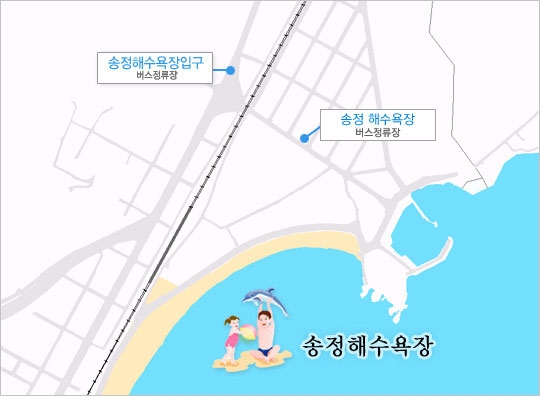 송정해수욕장 : 송정해수욕장입구 버스정류장, 송정해수욕장입구 버스정류장